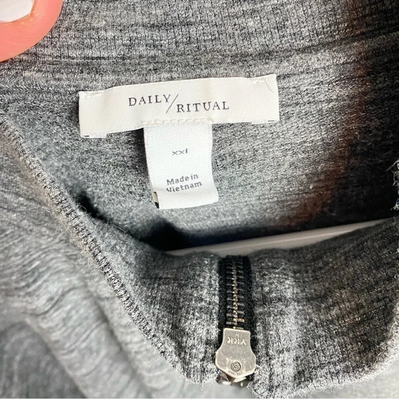 Daily Ritual 1/2 Zip Pullover Sweatshirt Women’s Plus Size XXL Heathered Gray LS - Picture 9 of 10